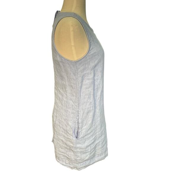 J. Crew Light Blue Sleeveless 100% Linen Tunic Dress Pockets Preppy Size Small - Picture 2 of 10